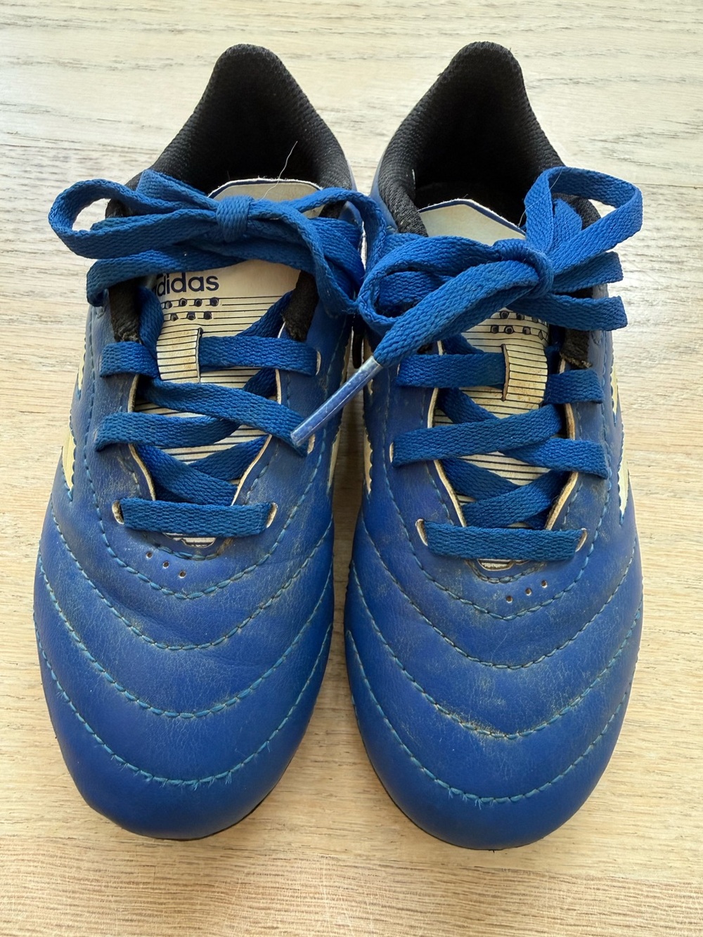 Adidas Goletto VIII FG Kids' Soccer Cleats Shoes Blue and White Size 11